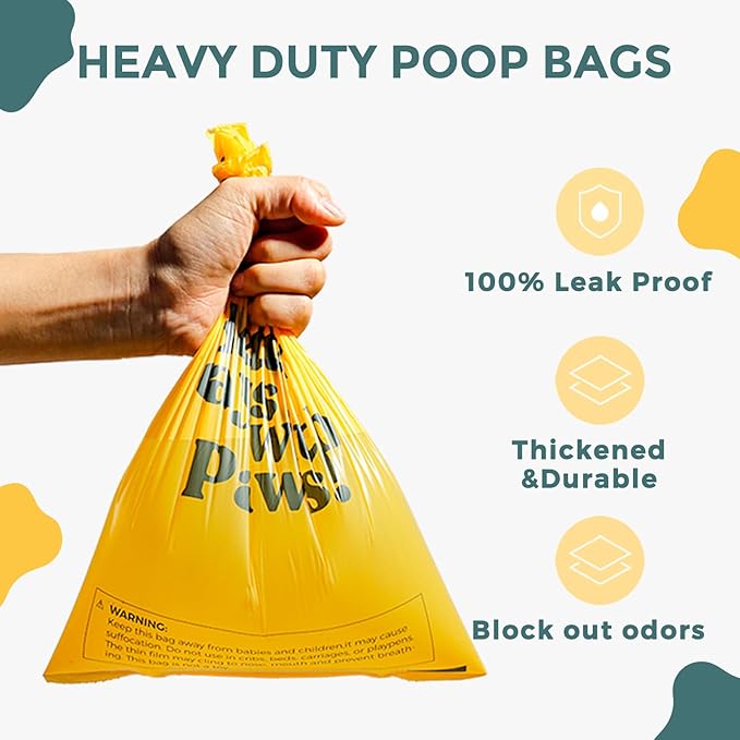 Dog Poop Bags Rolls Biodegradable 100% Leak Proof Thickened Dog Waste Bags - 600 Count 40 Rolls - Cornstarch Based Doggie Poop Bag for Small and Big Dogs(Unscented)