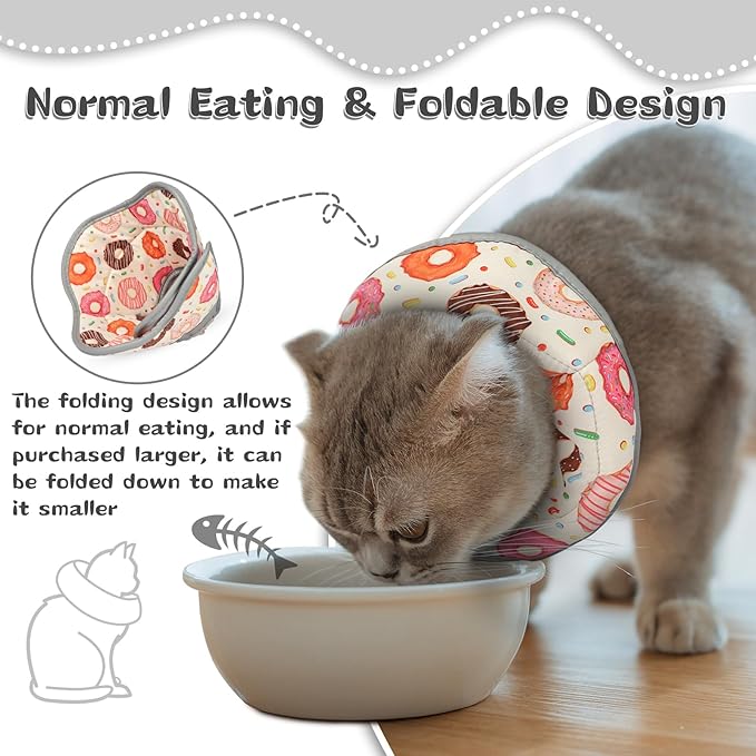 Cat Cone Collar Soft for Wound Healing, Foldable Neck Recovery Cone Anti Licking, Small Adjustable Surgery Cat Head Cone Alternative for Kittens(Size: M)