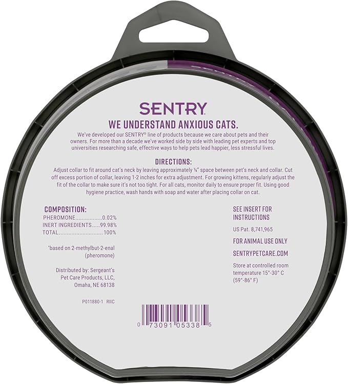Sentry Calming Collar for Cats, Long-Lasting Pheromone Collar Helps Calm Cats for 30 Days, Reduces Stress, Anxiety, Loud Noises and Separation, 3 Count