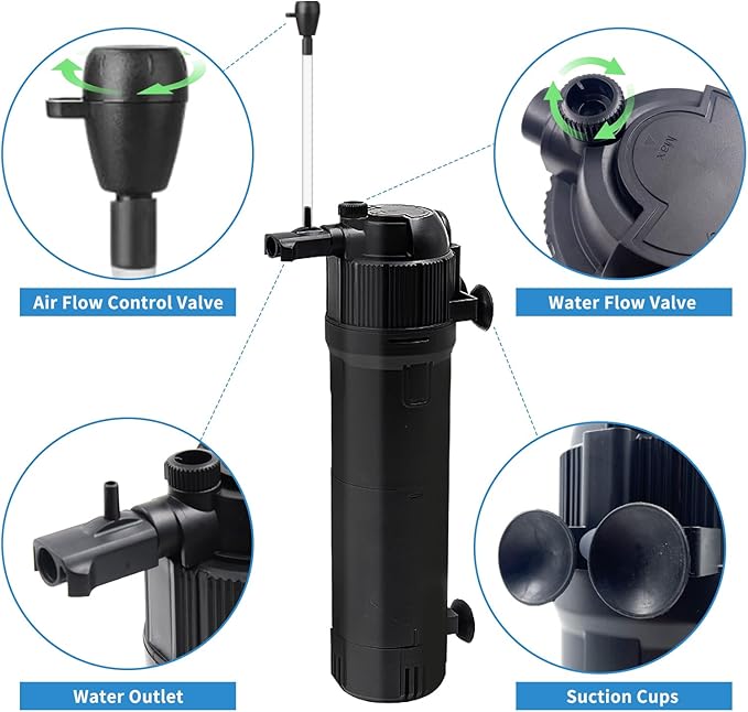 Aquarium Filter Fish Tank Filter with U-V Light, Submersible Aquarium Filter - Aquarium Filter for 40 to 120 Gallon Fish Tank, U-V Filter for Aquarium