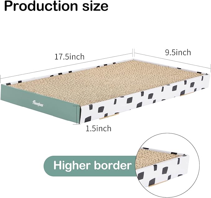 PAWSFANS Cat Scratcher Cardboard Scratch Pad with Box Durable Corrugate Scratching Board Kitty Sofa Lounge Bed Reversible Catnip Included for Indoor Cats,Large (Box, 5pcs)