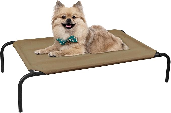 PHYEX Raised Pet Cot for Small Pets, Elevated Dog Bed with Breathable Mesh, Sturdy Steel Frame for Indoor & Outdoor Use, Non-Slip Design, Easy Clean, 33-Inch Brown