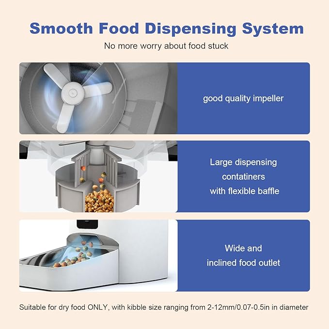 2.4G WiFi Automatic Cat Feeder, 4L Food Dispenser with 10s Voice Recorder, Pet Feeder up to 10 Meals per Day, Timed Cat Feeder with Dry Food Sealed Ring (White, 4L-WiFi)
