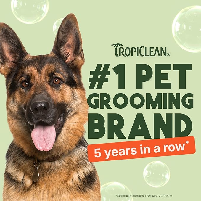 TropiClean No Rinse Waterless Dog Shampoo | Detangling & Deodorizing Dry Shampoo for Smelly Pets | Moisturizes Dry Skin | USA Made | Papaya Scent | 7.4oz