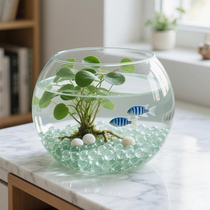 2.16LB Glass Beads Vase Filler Aquarium Gravel Decor Flat Glass Marbles Gems Pebbles Fish Tank Rocks Home Decorative Art Craft - Clear