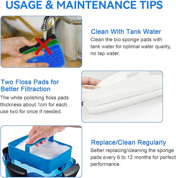 Canister Filter Pads Compatible with Penn Plax Cascade 1200/1500 CCF4UL/CCF5UL Replacement Canisters Filters Sponges for Aquariums Fish Tank Turtle Tank