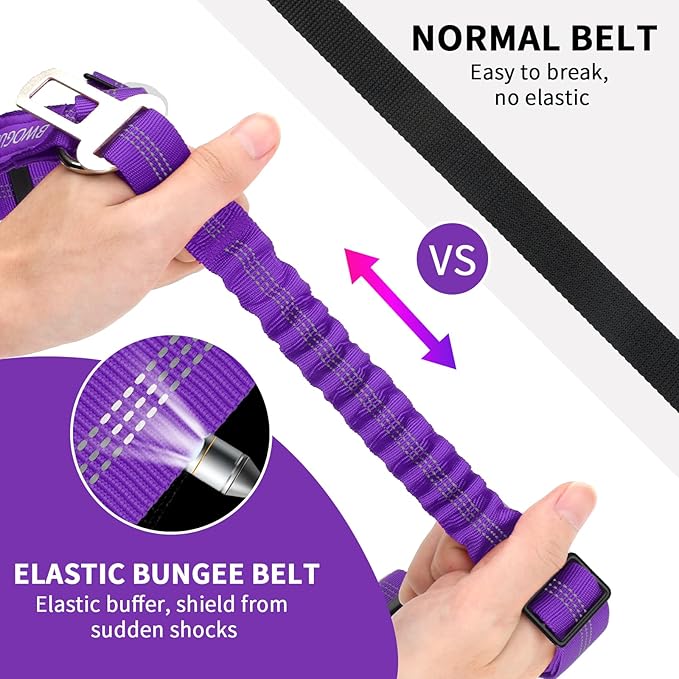 BWOGUE Pet Dog Cat Seat Belt Reflective Car Dog Headrest Restraint Leash Elastic Buffer Bungee Adjustable Tangle-Free Safety Leads Vehicle Seatbelt Harness for Small, Medium and Large Dogs (1 Pack)