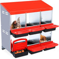 Chicken Nesting Box, 6 Hole 2 Layer Hen Nest Box, Roll Away Eggs Laying Box,Cleanable Pull Out Hen Roosting Box