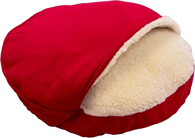 Snoozer? Classic Poly-Cotton Cozy Cave Pet Bed, Small, Red