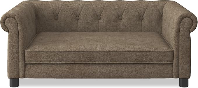 Dog Sofa Couch for Medium to Large Dogs, Memory Foam Pet Sofa Couch with Washable Fabric, Durable Elevated Dog Bed with Legs, Removable Cushion for Medium and Large Dogs, Brown