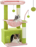 PEQULTI 4-in-1 Multi-Level Cat Tower, 33'' Pink Cat Tree for Indoor Cats with Large Condo, Scratching Post for Cats with Deep Hammock& Cozy Top Perch