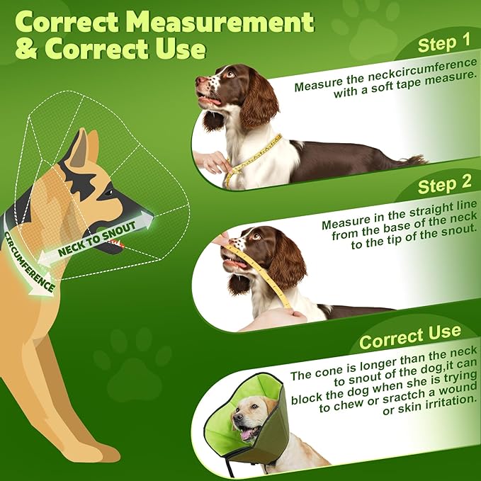 Soft Dog Cone After Surgery: Comfortable Dog Cones Collar for Stop Licking Biting - Adjustable Elizabethan Collar for Dogs fit for Small Medium Large Dogs (Green, XL)