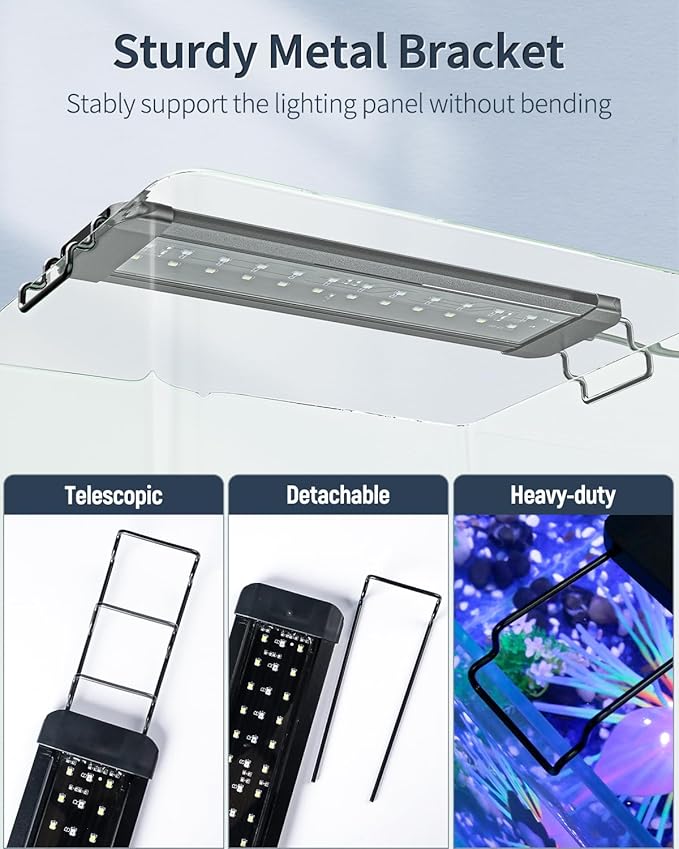 Pawfly 21W Aquarium LED Light for 30 to 36 Inch Extendable Fish Tank Light with Full Spectrum Brilliant White Blue Red Lights with Daytime & Night Modes Timer Auto On/Off Adjustable Brightness