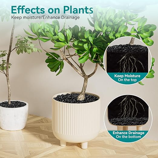 2.5 lbs Black Pebbles for Indoor Plants, 3/8" Small Rocks for Plants Indoor, Succulent, Bamboo, Vase, Decorative Black River Rocks Pea Gravel, Highly Polished