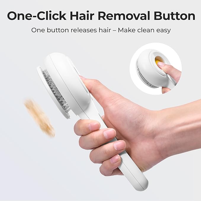 Self Cleaning Slicker Cat Brush - Skin Friendly Shedding Grooming Tool for Dogs & Cats, Pet Supplies Accessories, Deshedding Comb for Short Long Haired Kittens, Massage Function to Removes Loose Fur