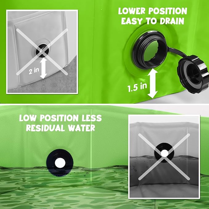 Furrybaby Dog Pool, Kiddie Pool with Hard Plate Collapsible Pet Bath Foldable Swimming Pet Pool Portable Green 32''