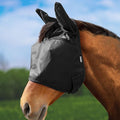 Harrison Howard UV-proof Multi-Function Fabrics Thick Fleece Padding Horse Fly Mask Half Face with Ears Black Warmblood Extra Large