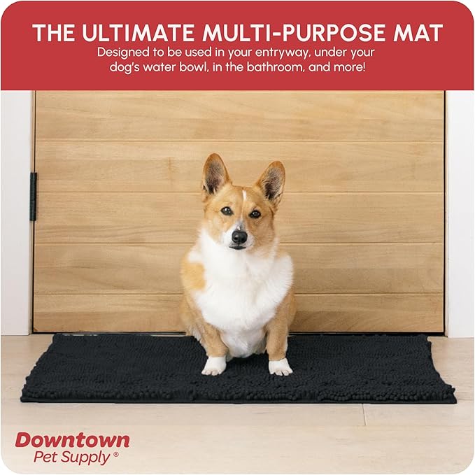 My Doggy Place Microfiber Dog Mat for Muddy Paws, 31" x 20" Black - Absorbent and Quick-Drying Dog Paw Cleaning Mat, Washer and Dryer Safe - Non-Slip Rubber Backed Dog Floor Mat, Medium