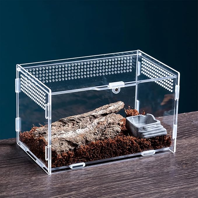Micro Habitat Terrarium Enclosure Kit（4pc Set）,Jumping Spider Enclosure,Spider Enclosure,Tarantula Enclosure, Acrylic Reptile Enclosure(8 * 4.7 * 4.7 Inches)
