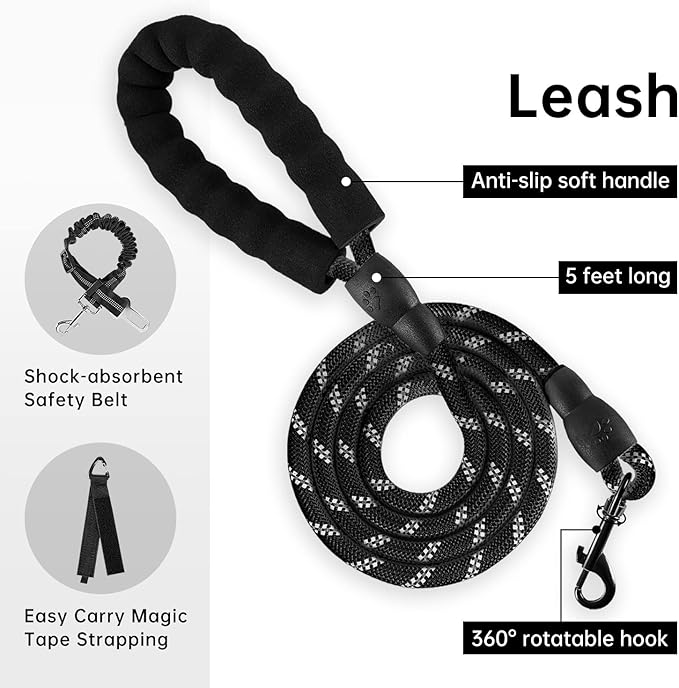 IVY&LANE No Pull Dog Harness with Leash Set, Reflective No Choke Pet Vest,Adjustable Oxford Dog Vest Harness with Easy Control Handle for Small Dogs (Checkered Blue,S)