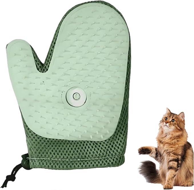 Pet Hair Remover Glove, All-in-One Grooming Mist Glove for Pets, Upgrade Efficient Pet Hair Remover Electrostatic Gloves Grooming Spray Comb, Gentle Deshedding Efficient for Dogs & Cats (Green)