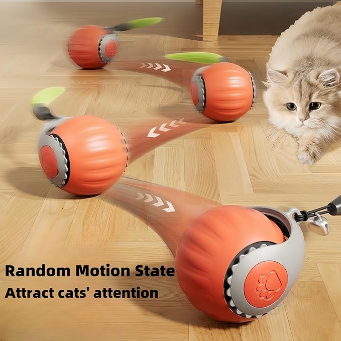 Upgraded ‘Racing Tail 5.0 ’Indoor Cat Interactive Toy: Sensor Cat Teasing Ball, Pet Electronic Chasing and Exercise Toy, Specially Designed for Bored Cats, Two Modes & One-Click Switching (2 pcs)