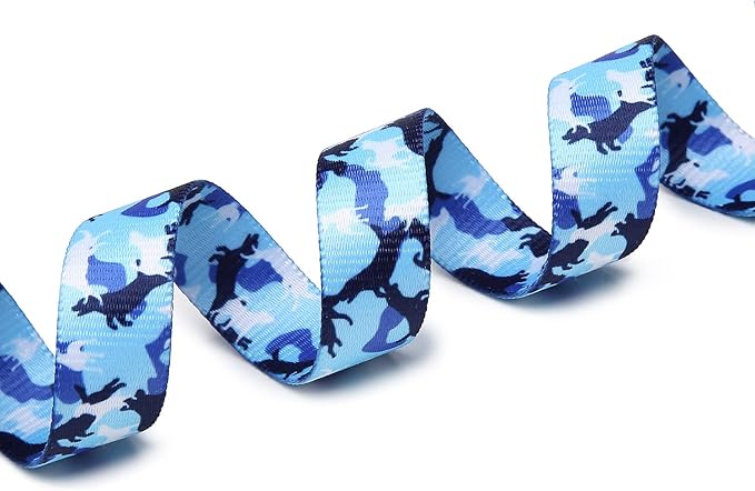 Mercano Adjustable Dog Collar - Special Design Patterns, Soft Nylon Comfortable Durable Pet Collar for Small Medium Large Dogs (M, Dog Camouflage Blue)