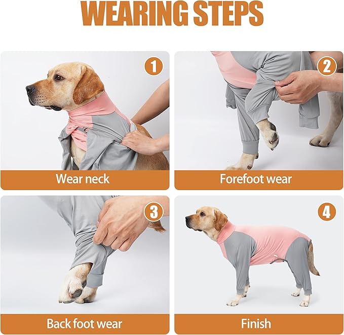 Dog Recovery Suit, Abdominal Wound After Surgery Wear, Prevent Licking Wounds, E-Collar & Cone Alternatives, Long Sleeve Postoperative Shirts Dog Pajamas Prevent Shedding(XL, Pink)