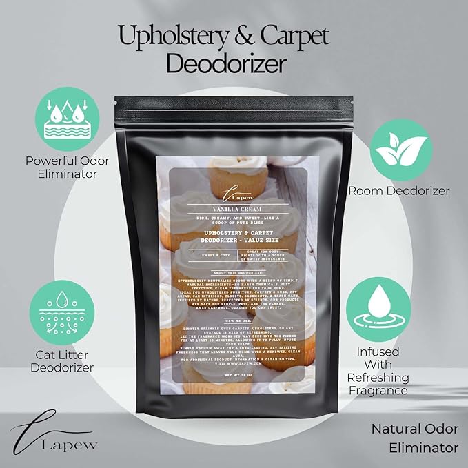 Vanilla Cream Carpet Freshener Powder Refill 36 oz | Powerful Odor Eliminator for Home | Upholstery Deodorizer | Carpet Deodorizer | Pet Urine | Cat Litter Box