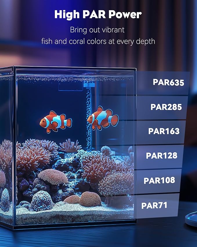 Pawfly 15 W Saltwater Aquarium Light Clip On LED Reef Light for Corals Dimmable LED Aquarium Light with Touch Control Marine Fish Tank Light with Adjustable Brightness Brilliant Blue White Red Lights