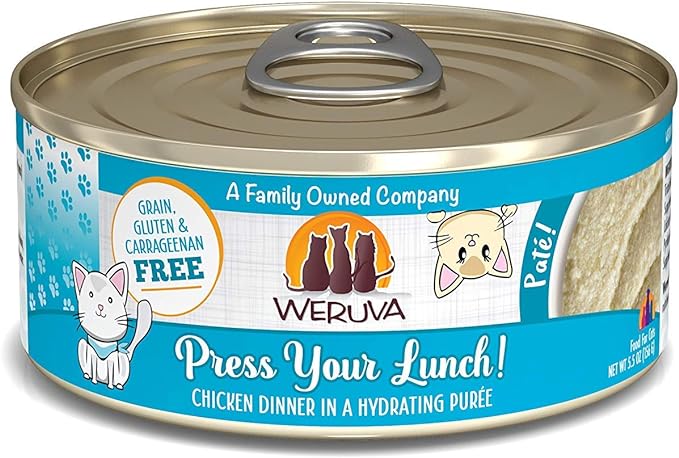 Weruva Wet Cat Food, Press Your Lunch with Chicken Pate, 5.oz Can, Pack of 8