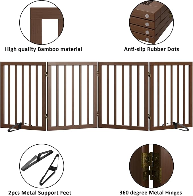Dog Gate for Stairs,Foldable Dog Gate for Indoor Doorways House,Freestanding Pet Gates for Dogs,Doogie Puppy Fence Gate