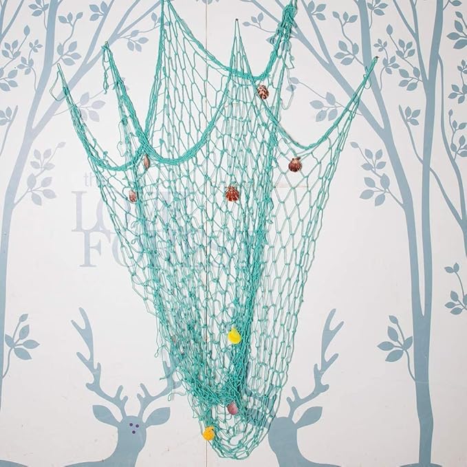 Rosoz Nature Fish Net Wall Decoration with Shells, Ocean Themed Wall Hangings Fishing Net Party Decor for Pirate Party,Wedding,Photographing Decoration