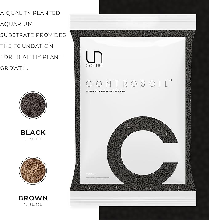 Ultum Nature Systems Controsoil - Freshwater Aqua Soil Substrate for Fish, Shrimp, Live Plant Propagation and Aquascaping - 6.8pH Low Ammonia, Volcanic Ash - Black, Fine (10 Liter | 20LB)