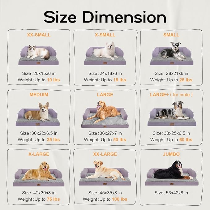 Small Dog Bed Orthopedic Washable Cat Bed Memory Foam Couch Sofa Comfy Pet Beds with Waterproof Removable Cover & Non-Slip Bottom