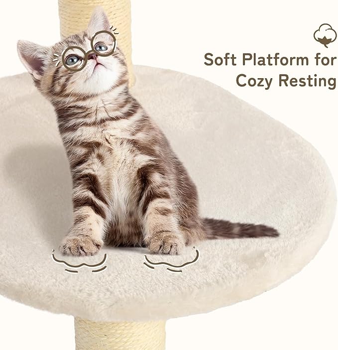 KAMABOKO Modern Cat Tree, 39" Tall Cat Trees for Kittens Climb Play & Rest, Cat-Tree for Indoor Cats w/Natural Sisal Scratching Posts, Hand-Woven Condo & Top Perch