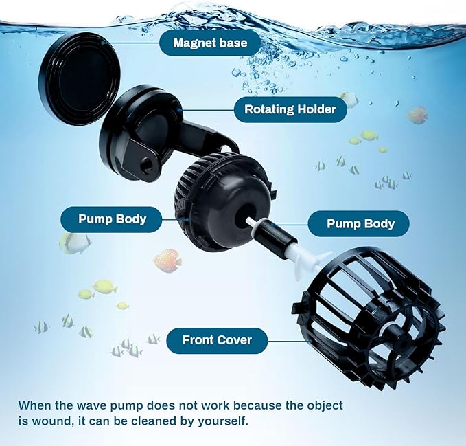 Submersible Pump, Aquarium Wave Maker for 20-60 Gallon Fish Tanks 2133 GPH Adjustable Circulation Pump with Controller and Magnet Suction Base Submersible Power Head Air Pump for Fresh Salty Water