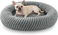 MIXJOY Calming Dog Bed Medium Size, Donut Dog Beds Medium Sized Dogs, Fluffy Plush Faux Fur Round Dog Cat Cuddler with Removable Washable Cover, 30"x30"x8", Grey