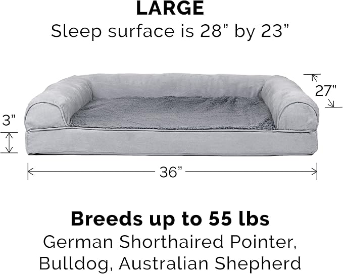 Furhaven Replacement Dog Bed Cover Plush & Suede Sofa-Style, Machine Washable - Gray, Large