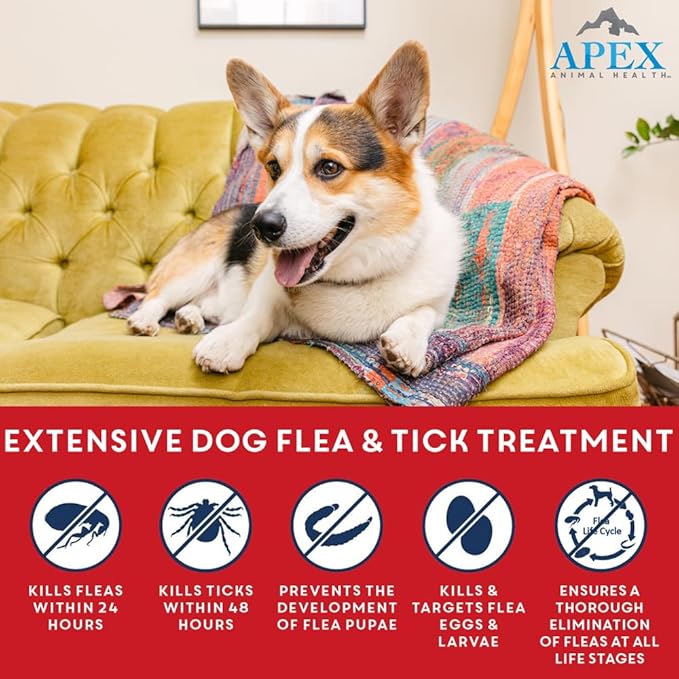Apex Plus Flea and Tick Prevention for X-Large Dogs (89-132 lbs) | 6-Month Supply | Waterproof, 24-Hour Activation, 30-Day Protection