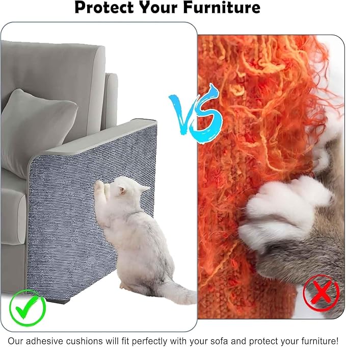 Cat Scratch Couch Furniture Protector, Adhesive Cat Scratch Pad Deterrent for Furniture, DIY Climbing Cat Scratcher Couch Protector from Cat Claws Furniture Protectors from Cats Scratching