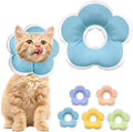 Cat Cone Collar Soft, Waterproof Cats Cones to Stop Licking After Surgery, Adjustable Soft Elizabeth Cats Collars for Wound Healing, Flower Shape Cat Recovery Collar (Blue, X-Small)