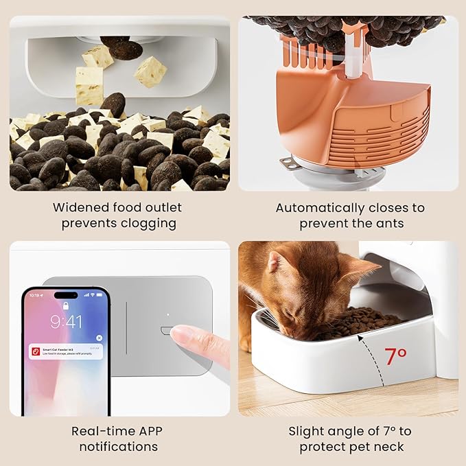 PET MARVEL Automatic Pet Feeder, 4.4L Large Capacity (30-Day Meals) with Quadruple Seal for 30-Day Freshness - APP/WiFi Control, Anti-Jamming Design, Detachable, Dual Power Backup