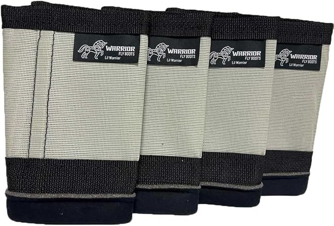 Warrior Fly Boots for Horses - Breathable Mesh Horse Boots for Fly Protection & Leg Comfort - Set of 4 (Lil Warrior, Gray)