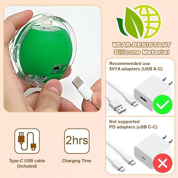 Rocfish Interactive Cat Toys Ball - Automatic Fast Rolling Ball in Play Mat, Hide and Seek Mouse Catching Game, Low-Noise Cat Enrichment Toys in Pouch for Indoor Bored Cats (Green Toy & Square Mat)