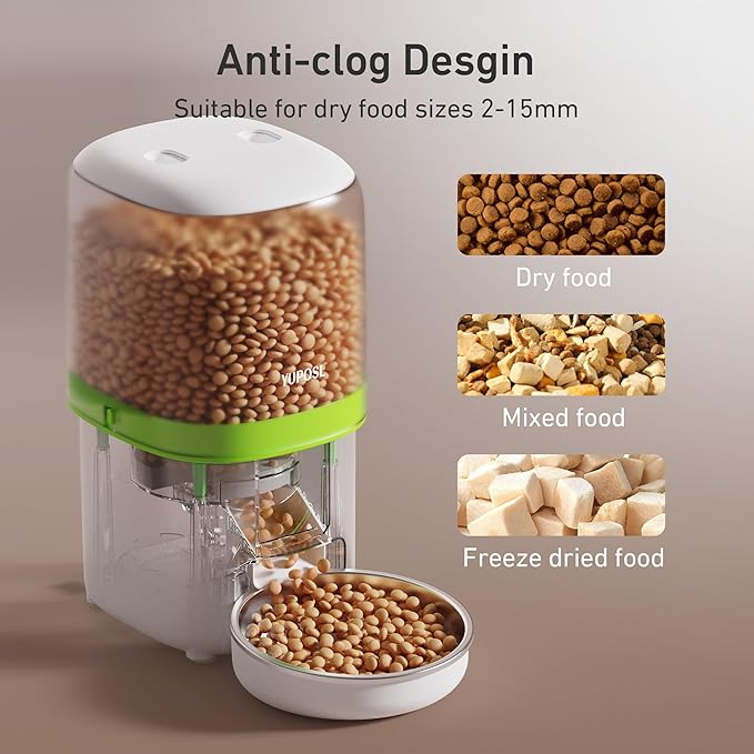 Automatic Cat Feeder - 4L Timed Auto Pet Feeder for Cat and Dog with Dry Food Dispenser, 180-day Battery Life, 1-6 Meals Per Day, 1-16 Portion, Desiccant Bag Keeps Food Fresh