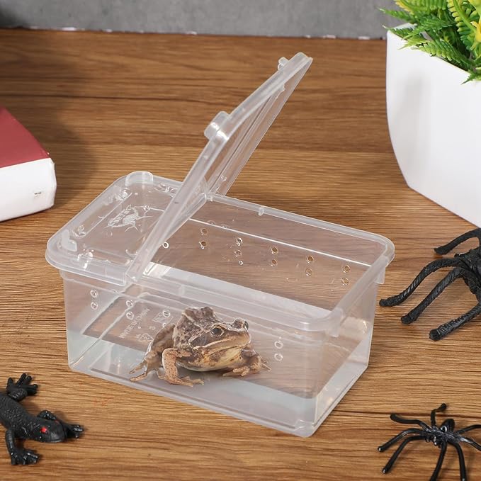 Irenare 8 Pcs Reptile Breeding Breeding Box Plastic Spider Terrarium Tarantula Feeding Box for Bearded Dragon Lizard Spider Gecko Scorpion(Vent Holes,4.33 x 2.76 x 2.95 Inch)