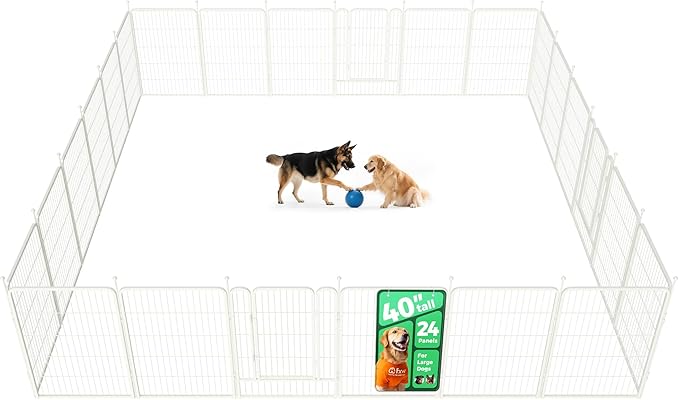 FXW Rollick Unleashed Dog Playpen for Indoor, Yard, RV Camping, 40 inch 24 Panels for Medium and Large Dogs, White│Patented