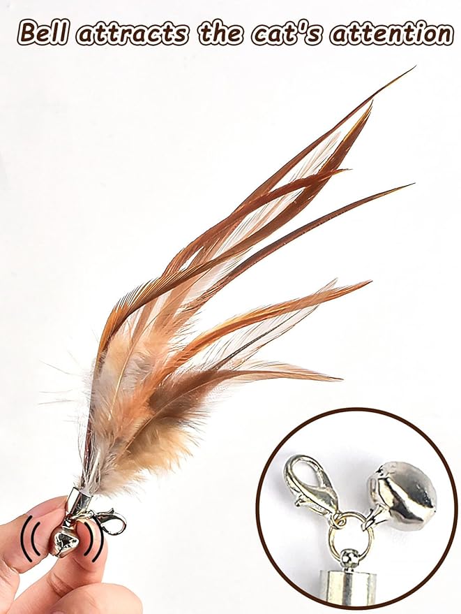 Cat Feather Toys Refills Cat Wand Replacement Feathers 6 PCS Handmade Cat Toy Feather Refills for Cat Wand Attachments Interactive Feather Cat Toy for Indoor Cats