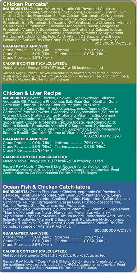Rachael Ray Nutrish Premium Wet Cat Food, Chicken Lovers Variety Pack, Grain Free, 2.8 Oz. Tub, Pack Of 12
